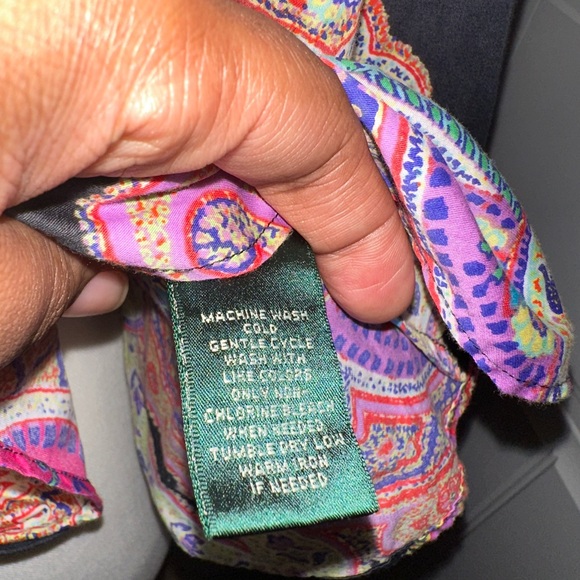Lauren by Ralph Lauren vibrant paisley button up blouse - Picture 11 of 12